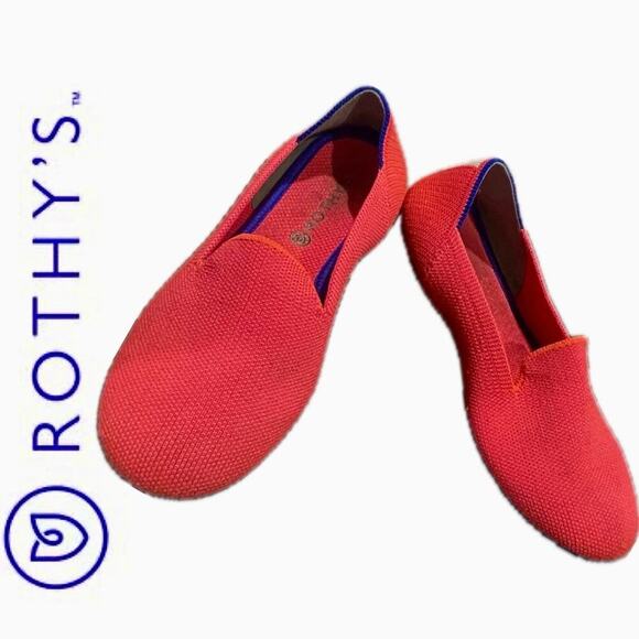 ROTHY’S LOAFERS FLAMINGO PINK BLUE SZ 3 GIRLS CONFORT PREPPY KAWAII - Picture 1 of 16